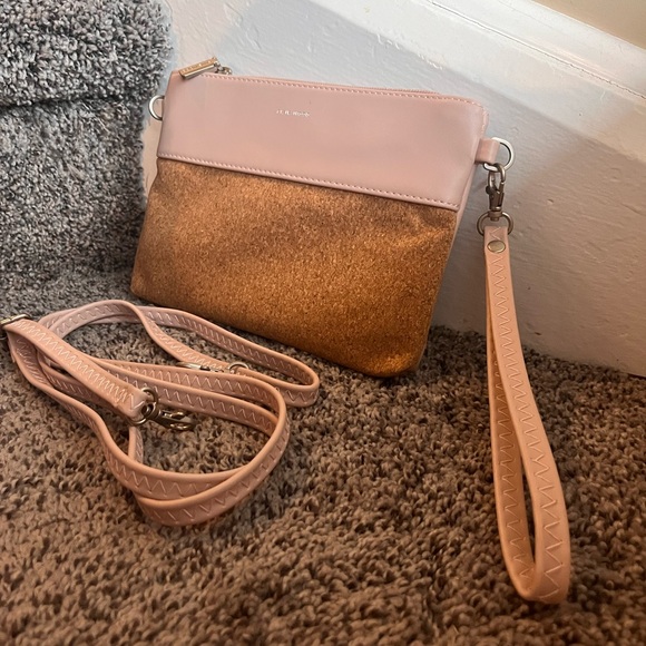Pixie Mood Baby Pink and Cork Wristlet Purse with Removable Shoulder Strap - Picture 5 of 9